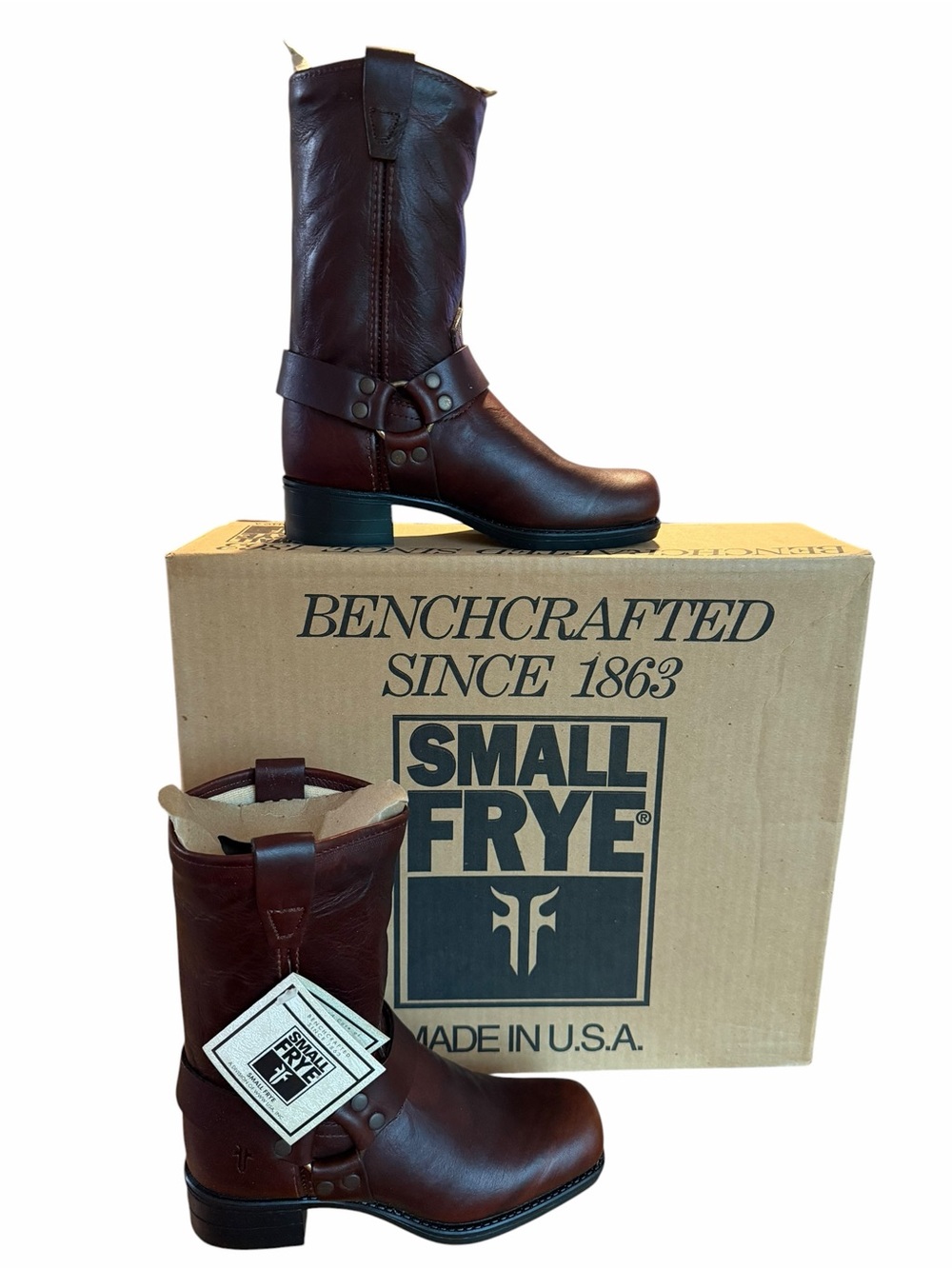 Frye NEW Youth Vintage Small Frye Pull On Harness Boots Size 12.5 #267076